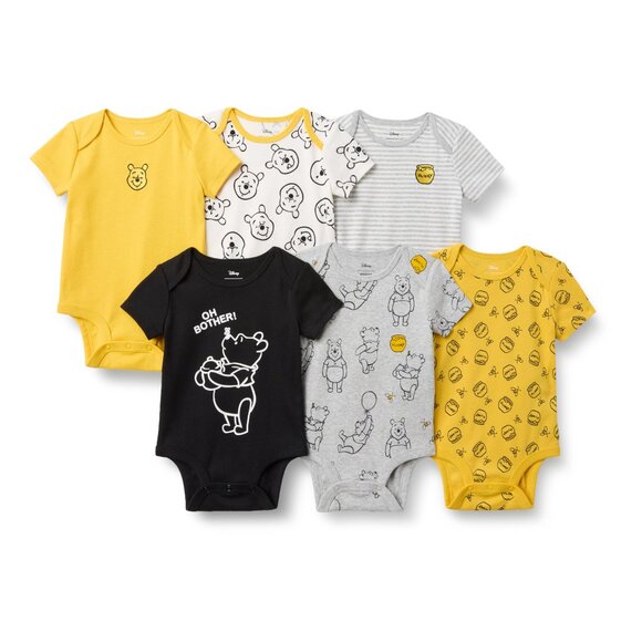 Baby Short-Sleeve Bodysuits 3-Pack Cotton Knit Snap Closure Newborn